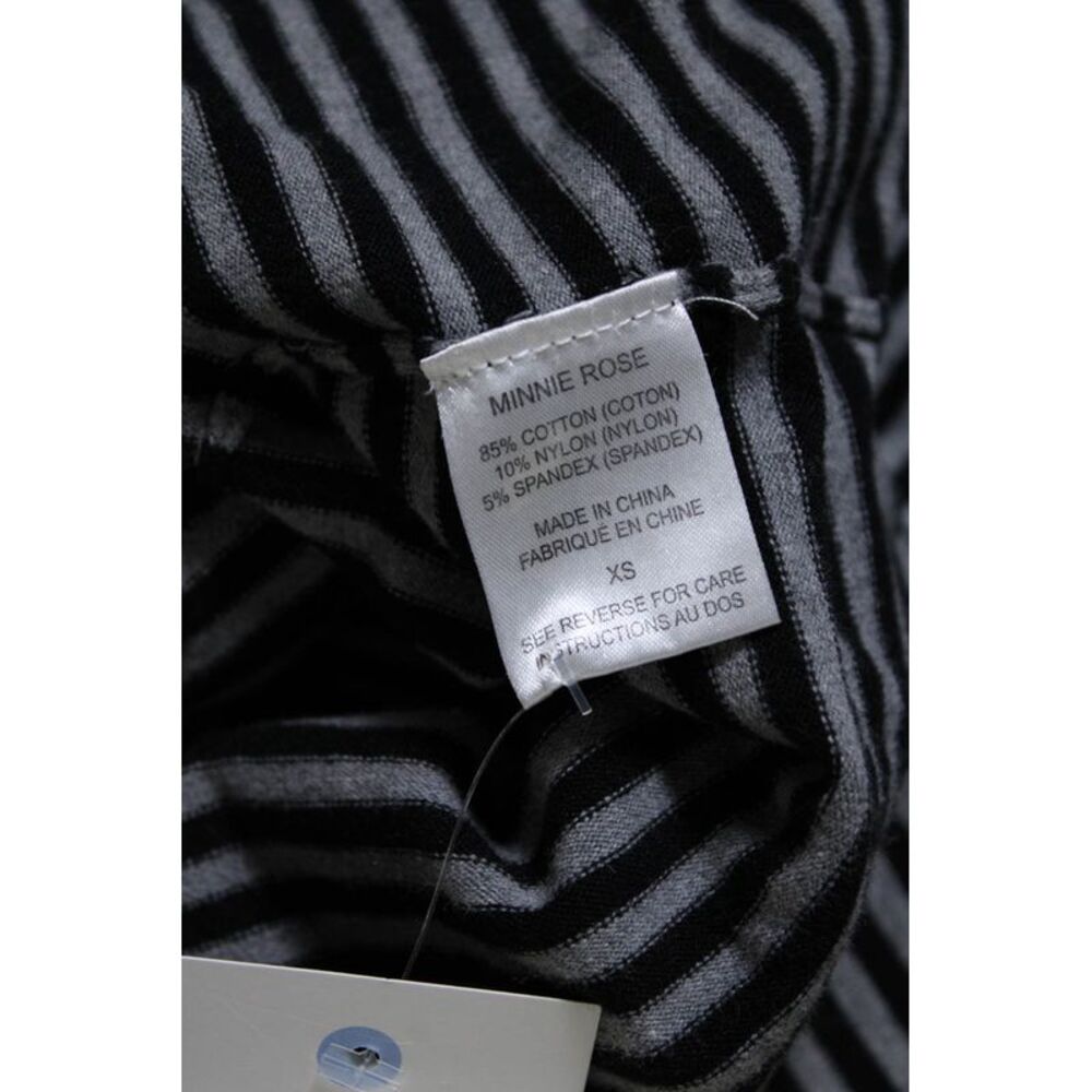 Minnie Rose Womens Cotton Long Sleeve Striped T shirt Gray Black Size XS - Picture 5 of 6